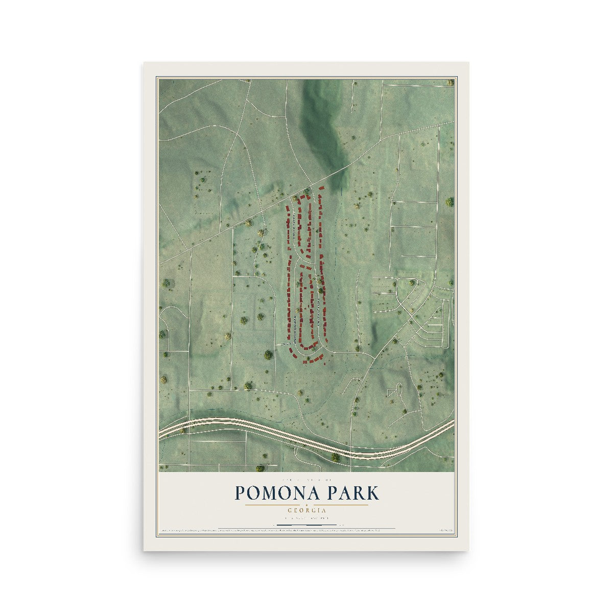 Pomona Park, Georgia map print, 12" x 18" Archival Matte Print mockup