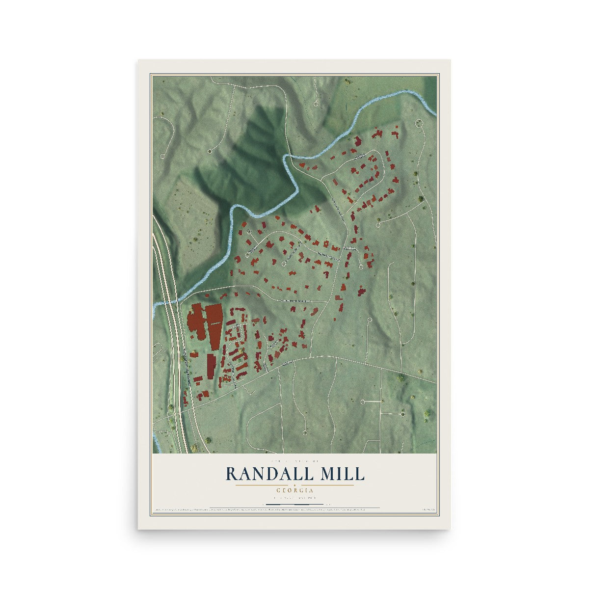 Randall Mill, Georgia map print, 12" x 18" Archival Matte Print mockup
