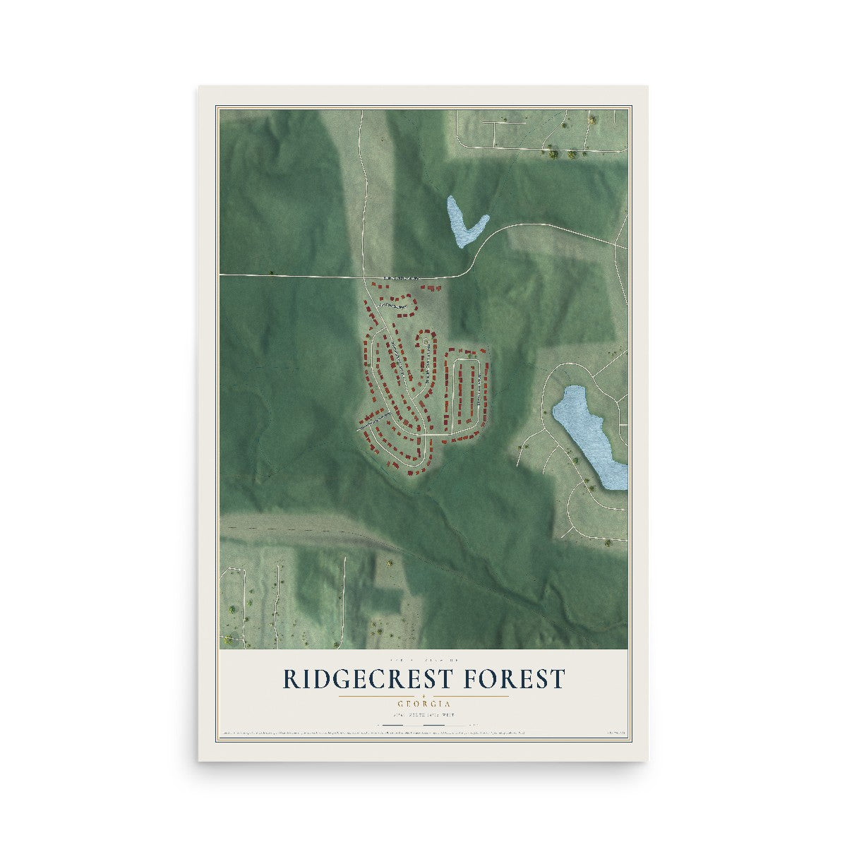 Ridgecrest Forest, Georgia map print, 12" x 18" Archival Matte Print mockup