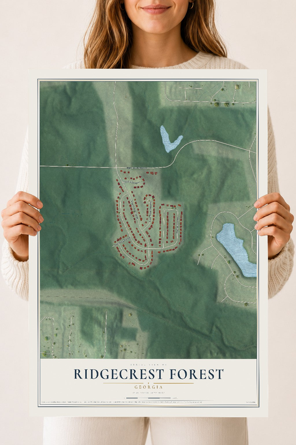 Ridgecrest Forest, Georgia map print, 18" x 24" Archival Matte Print mockup