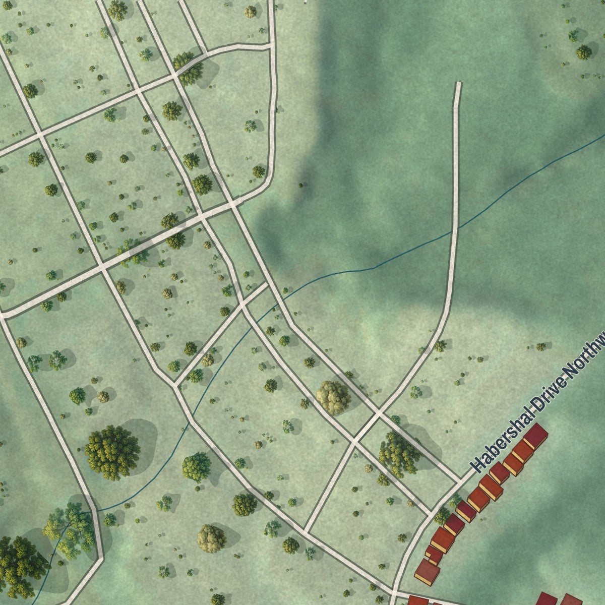 Close-up 1 of the Rockdale, Georgia map artwork