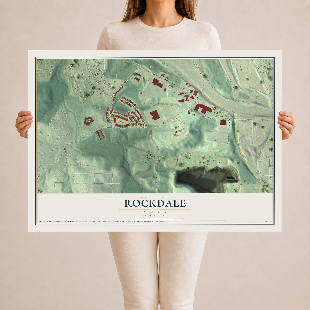 Rockdale, Georgia map print, 24" x 36" Archival Matte Print mockup