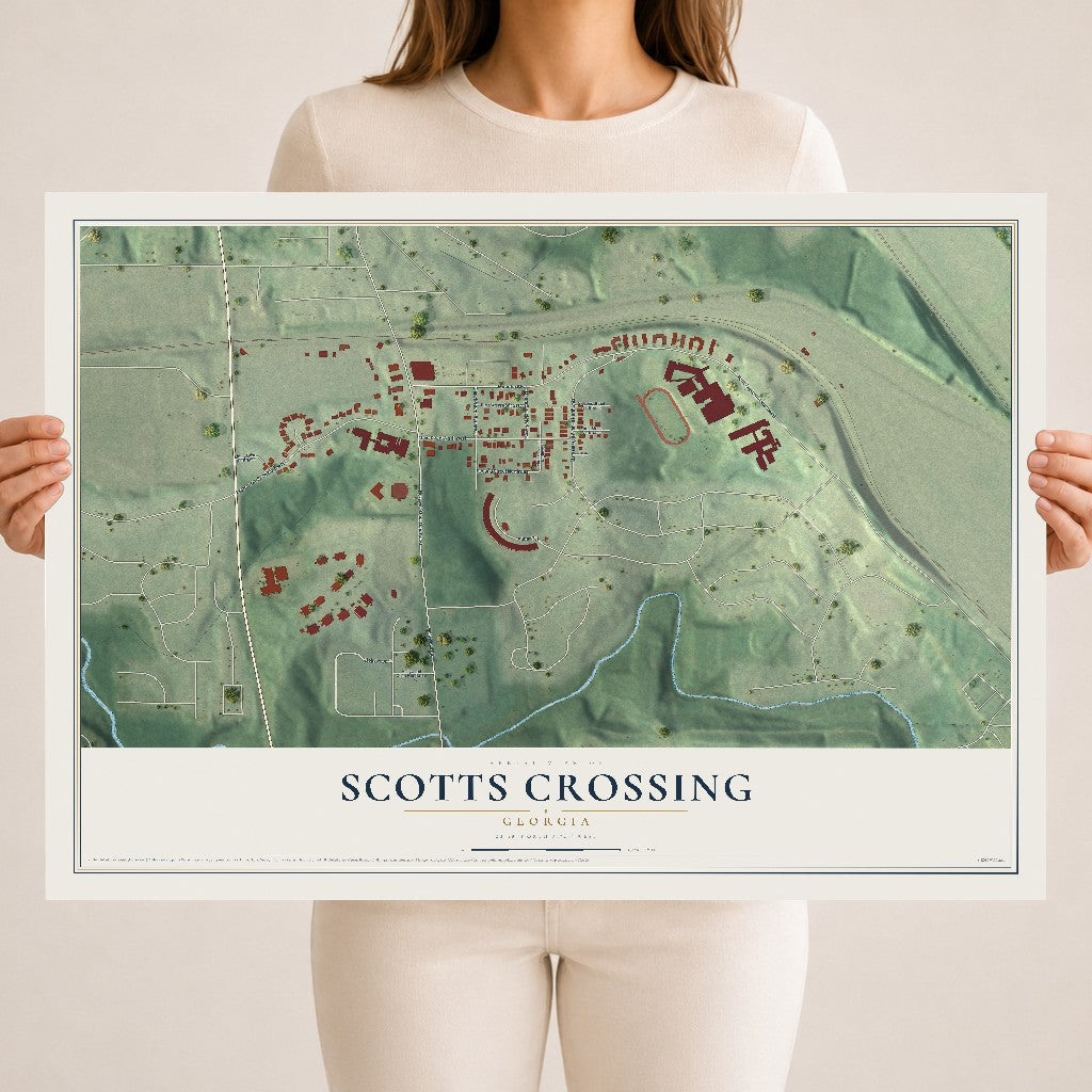 Scotts Crossing, Georgia map print, 18" x 24" Archival Matte Print mockup