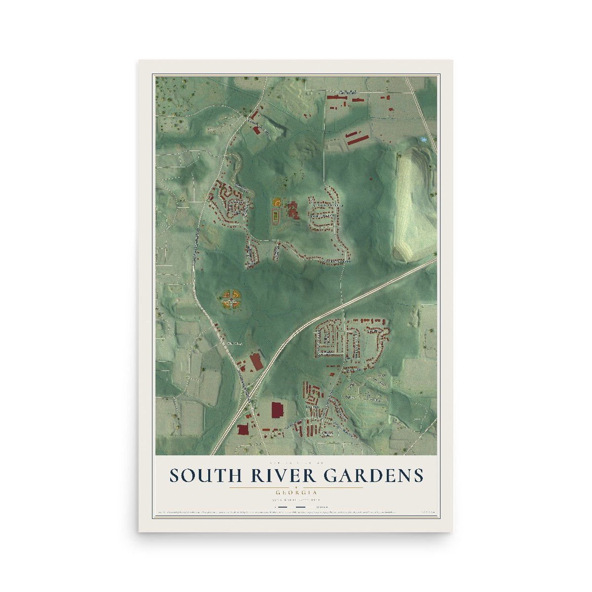 South River Gardens, Georgia map print, 12" x 18" Archival Matte Print mockup