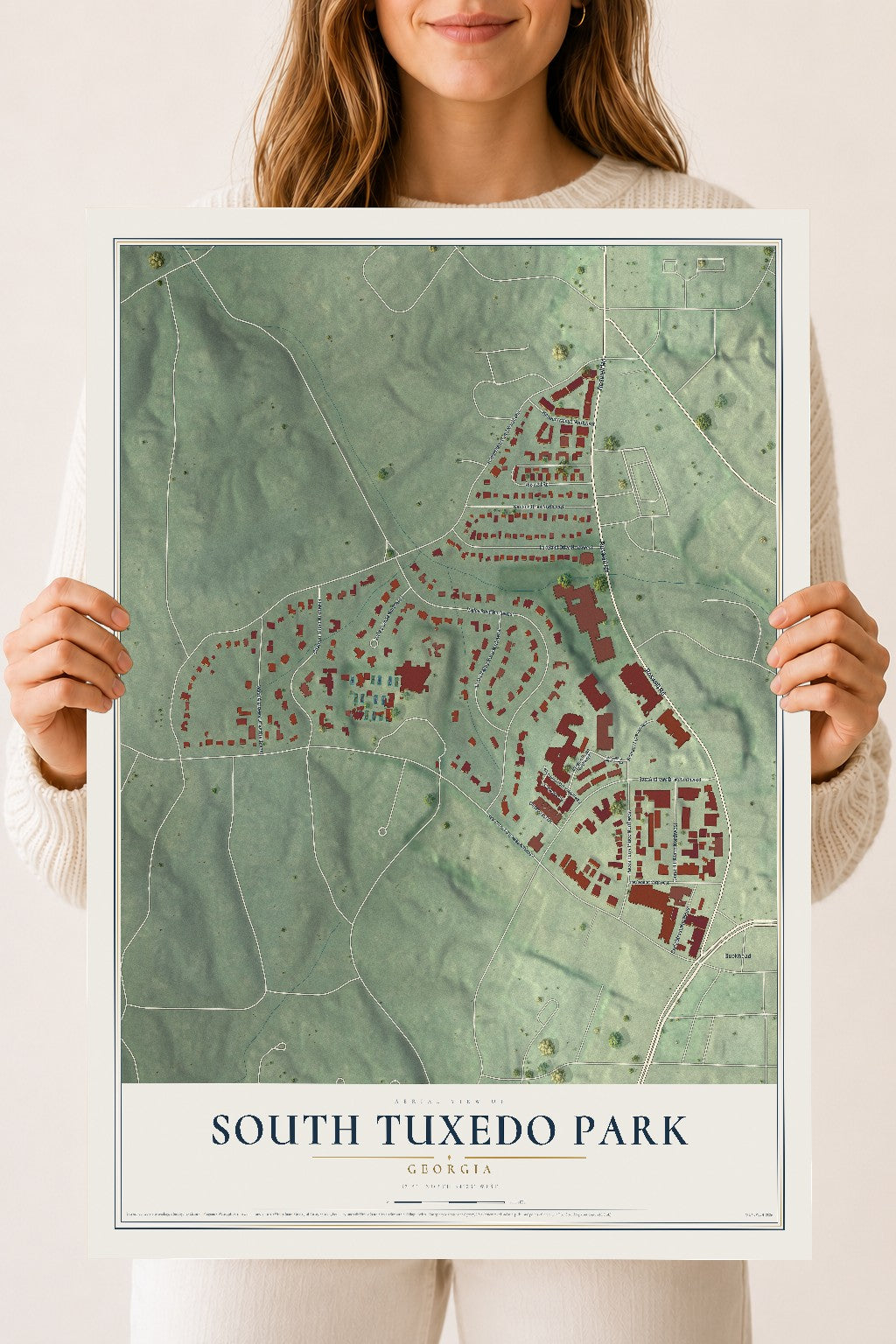 South Tuxedo Park, Georgia map print, 18" x 24" Archival Matte Print mockup