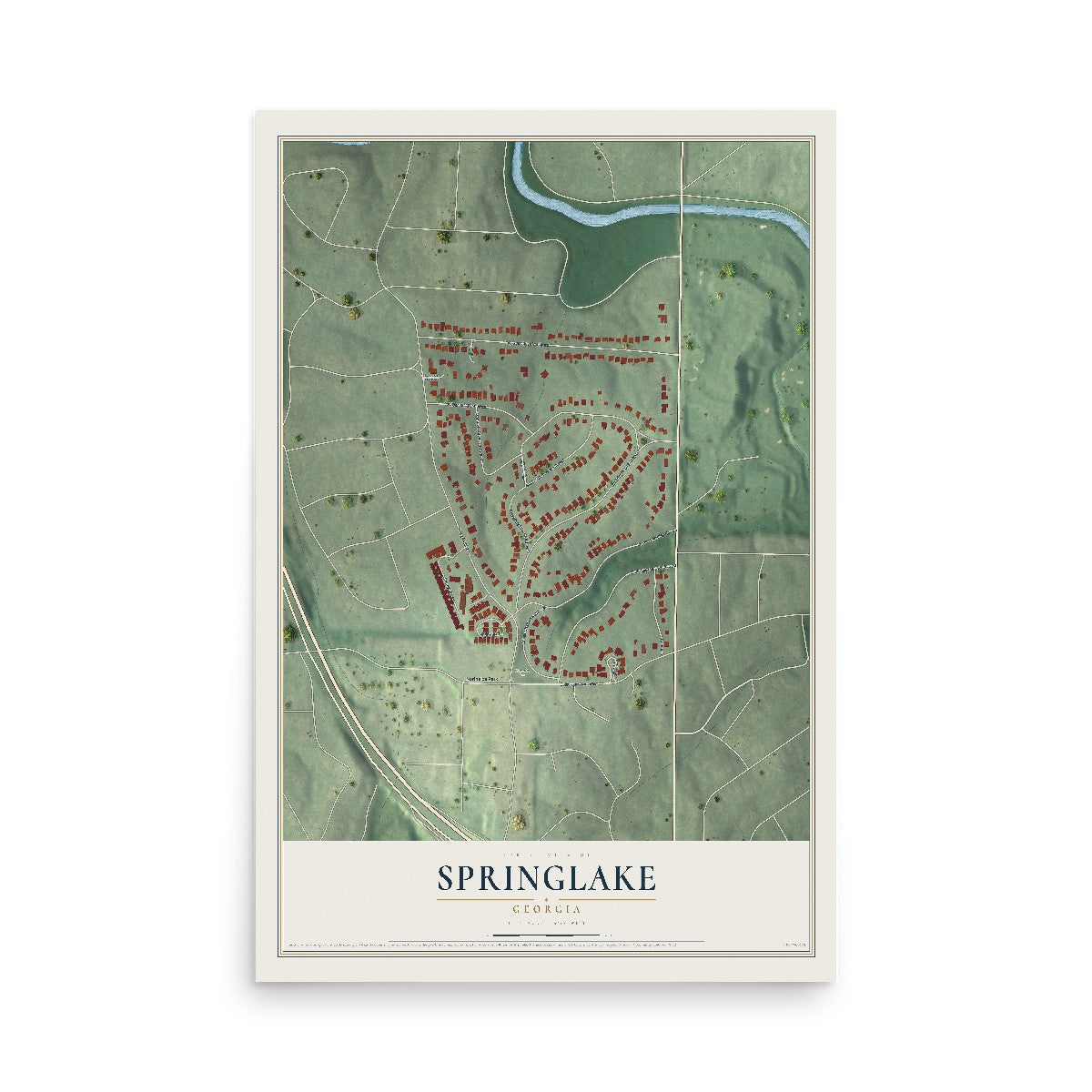 Springlake, Georgia map print, 12" x 18" Archival Matte Print mockup