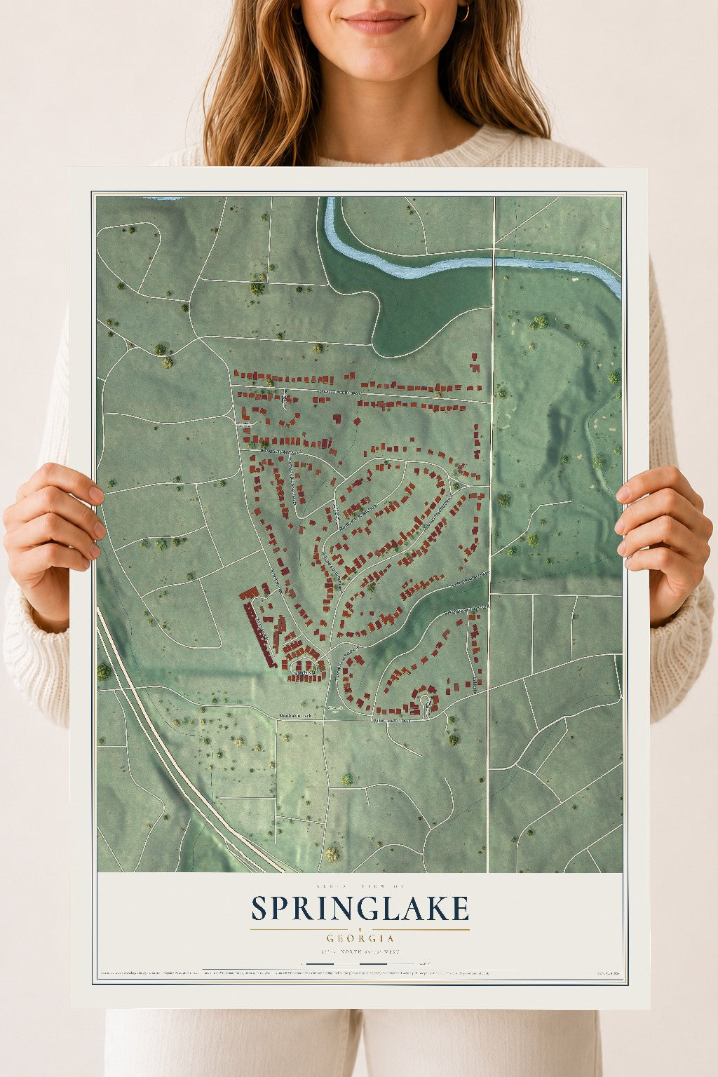 Springlake, Georgia map print, 18" x 24" Archival Matte Print mockup