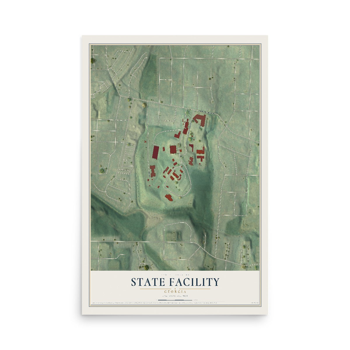 State Facility, Georgia map print, 12" x 18" Archival Matte Print mockup