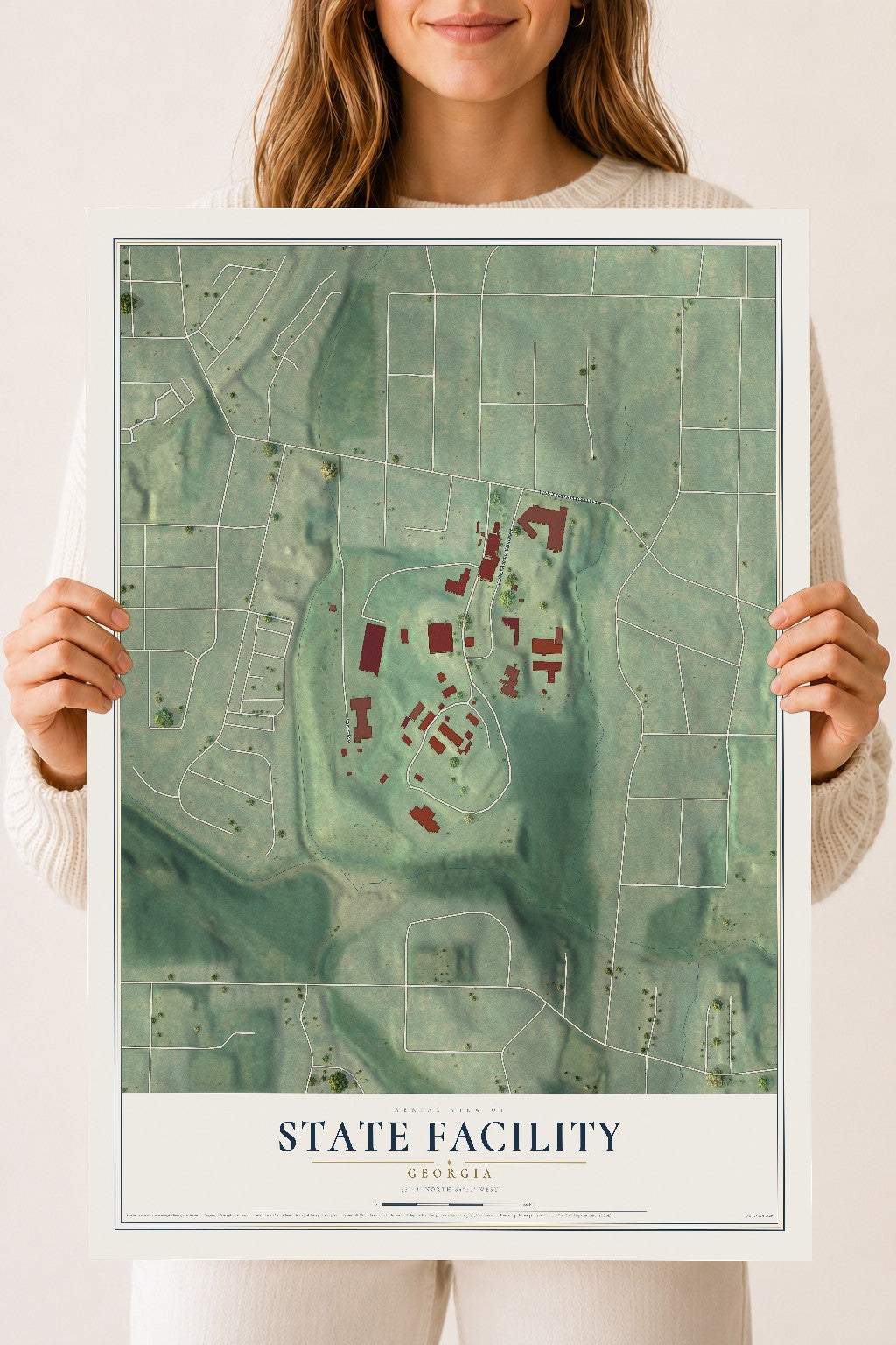 State Facility, Georgia map print, 18" x 24" Archival Matte Print mockup