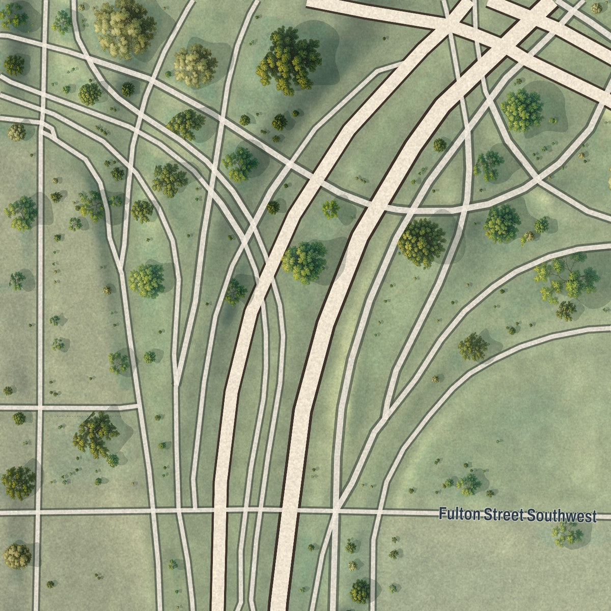Close-up 1 of the Summerhill, Georgia map artwork