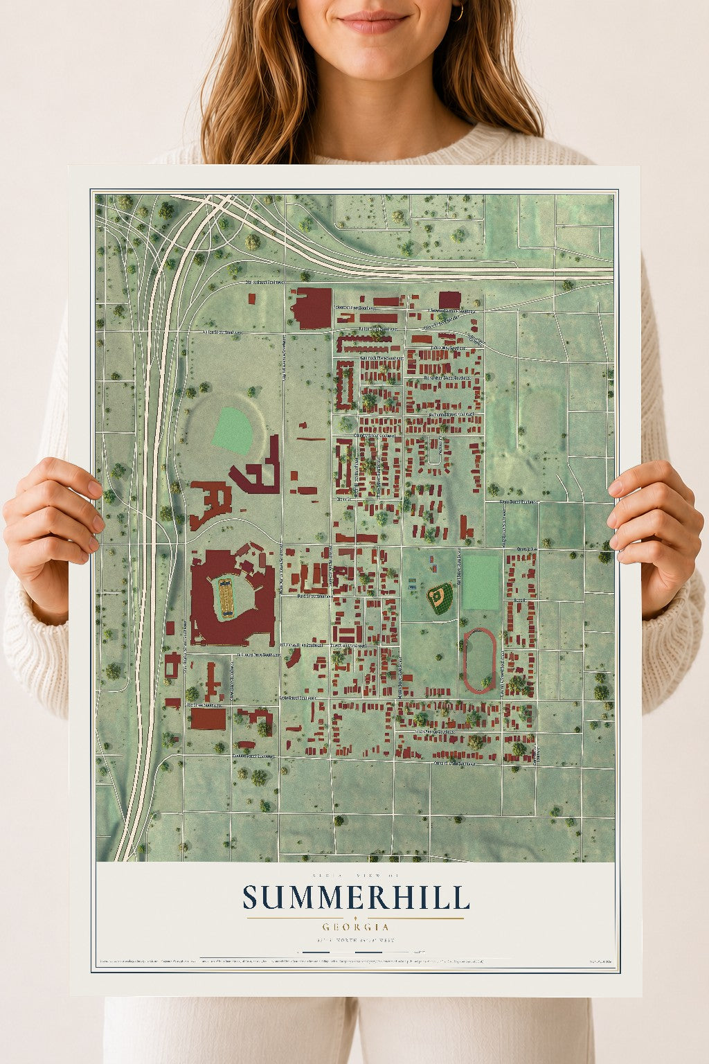 Summerhill, Georgia map print, 18" x 24" Archival Matte Print mockup
