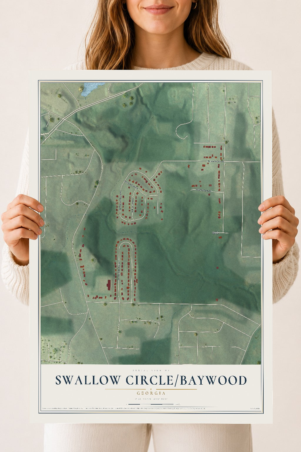 Swallow Circle-Baywood, Georgia map print, 18" x 24" Archival Matte Print mockup