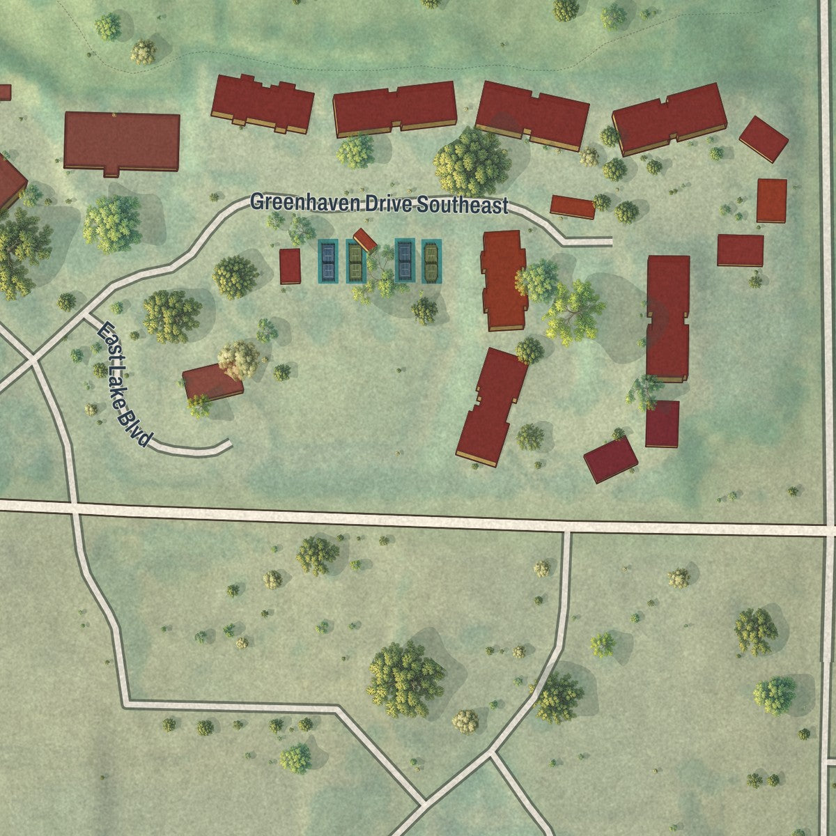 Close-up 1 of the The Villages at East Lake, Georgia map artwork