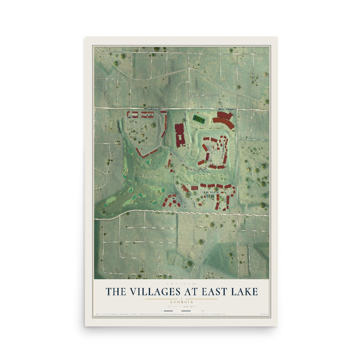 The Villages at East Lake, Georgia map print, 12" x 18" Archival Matte Print mockup