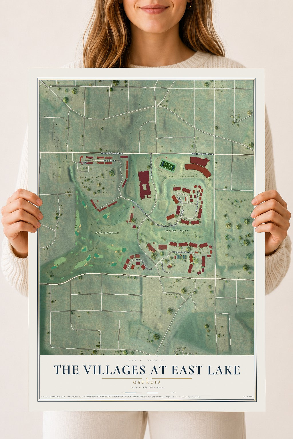 The Villages at East Lake, Georgia map print, 18" x 24" Archival Matte Print mockup