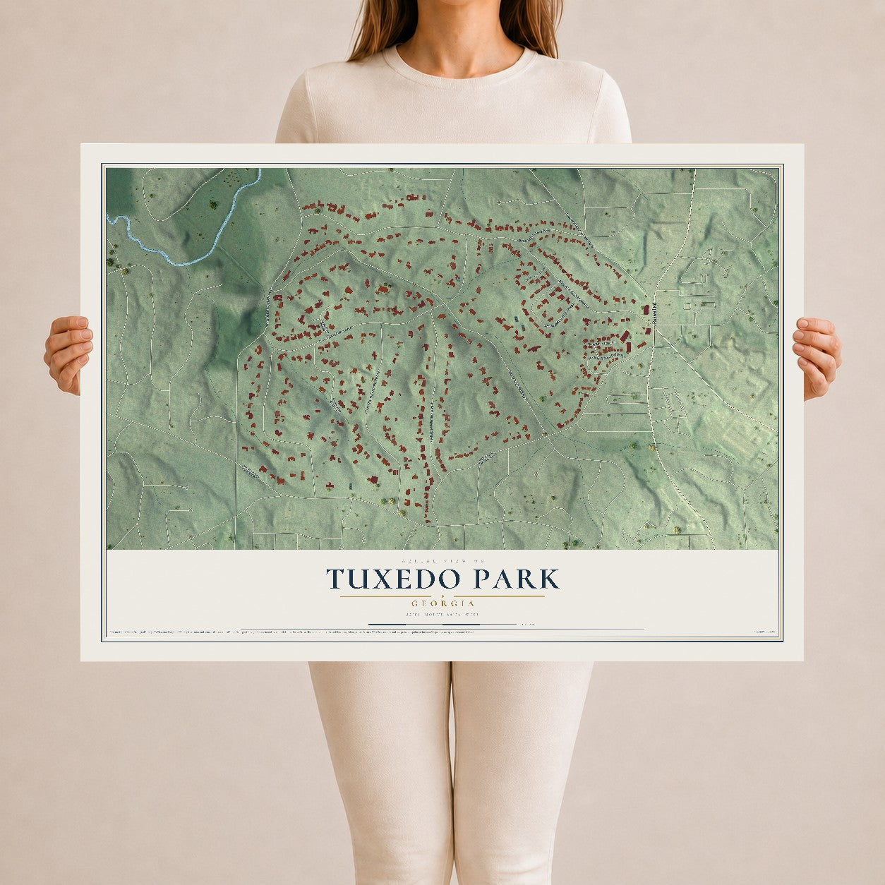 Tuxedo Park, Georgia map print, 24" x 36" Archival Matte Print mockup