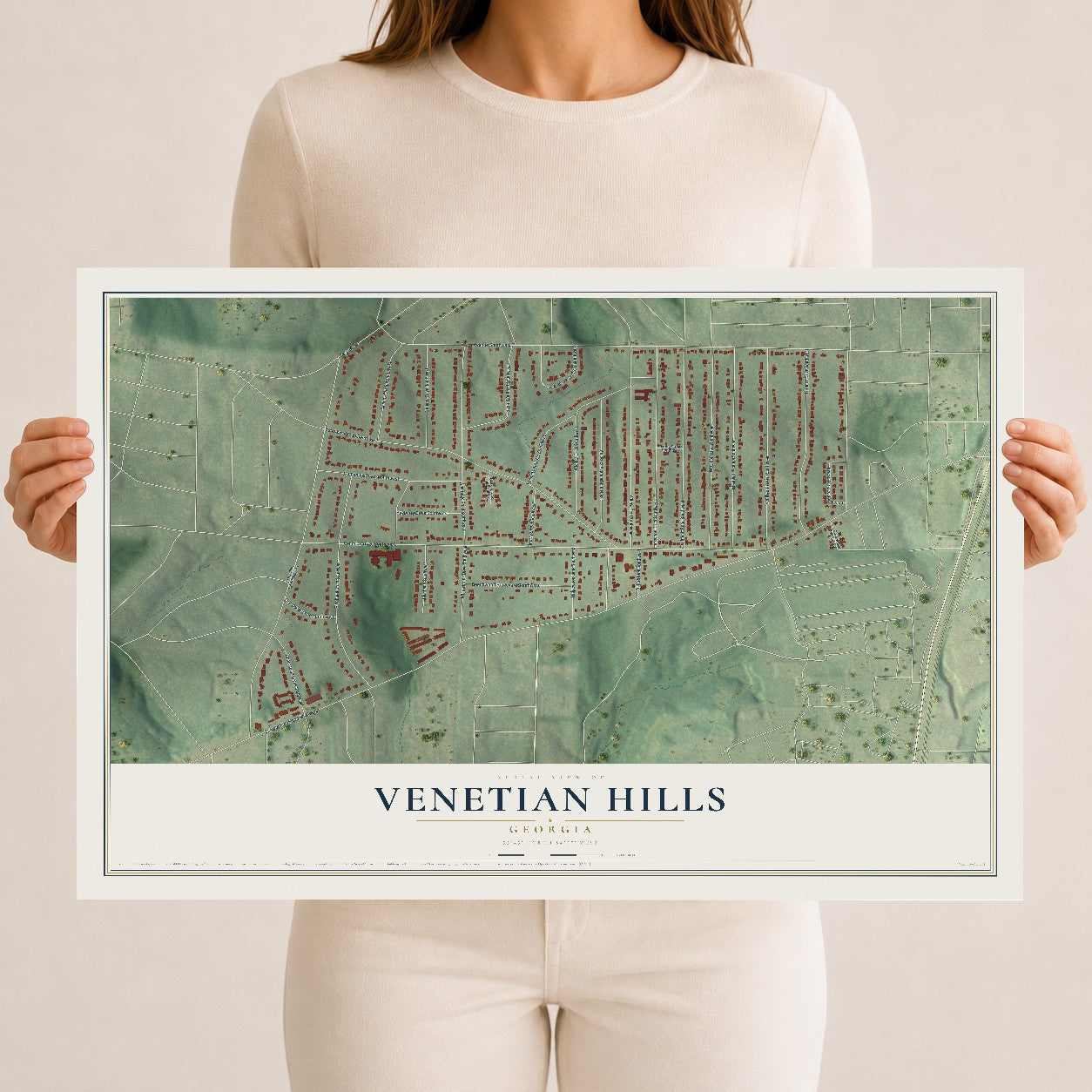 Venetian Hills, Georgia map print, 12" x 18" Archival Matte Print mockup