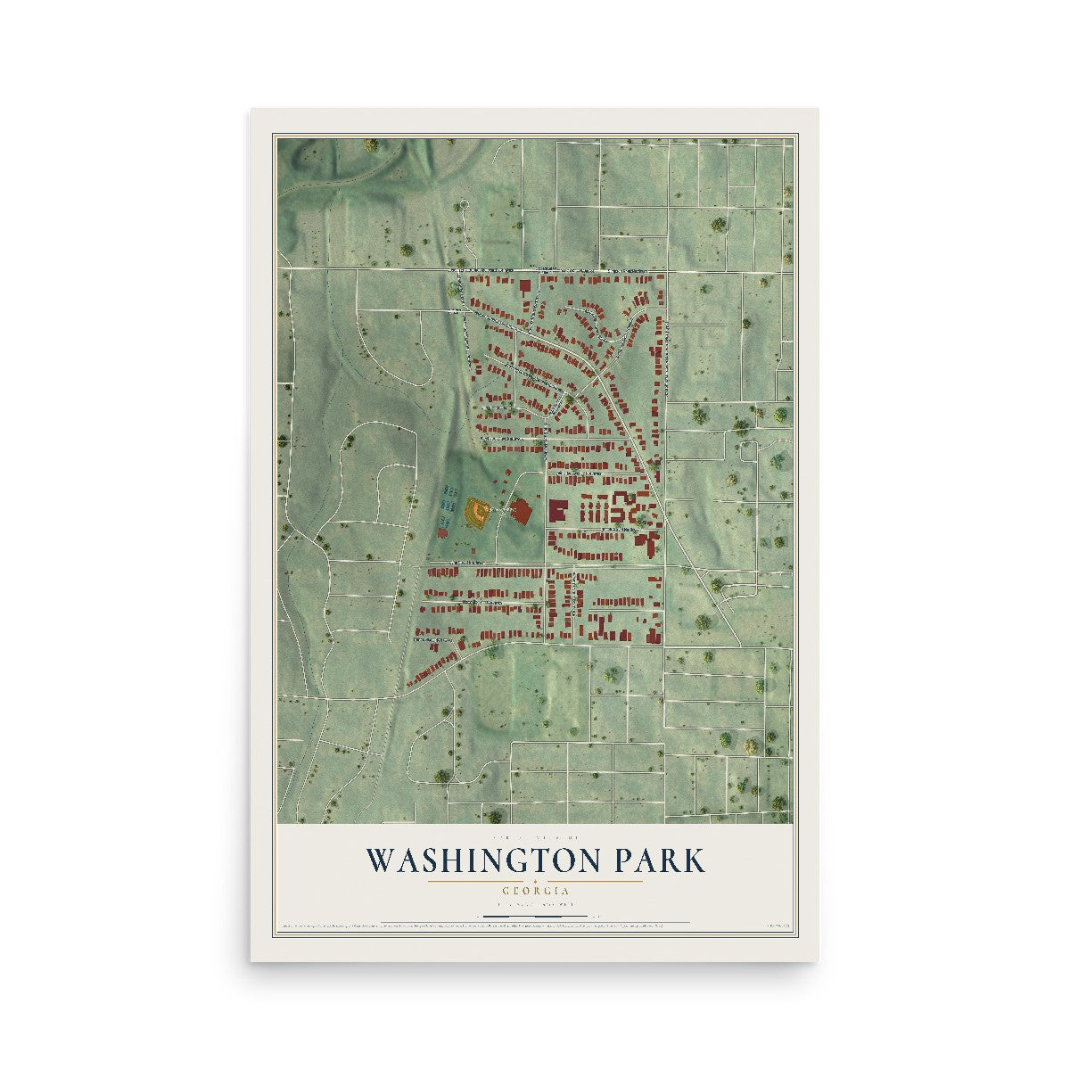 Washington Park, Georgia map print, 12" x 18" Archival Matte Print mockup