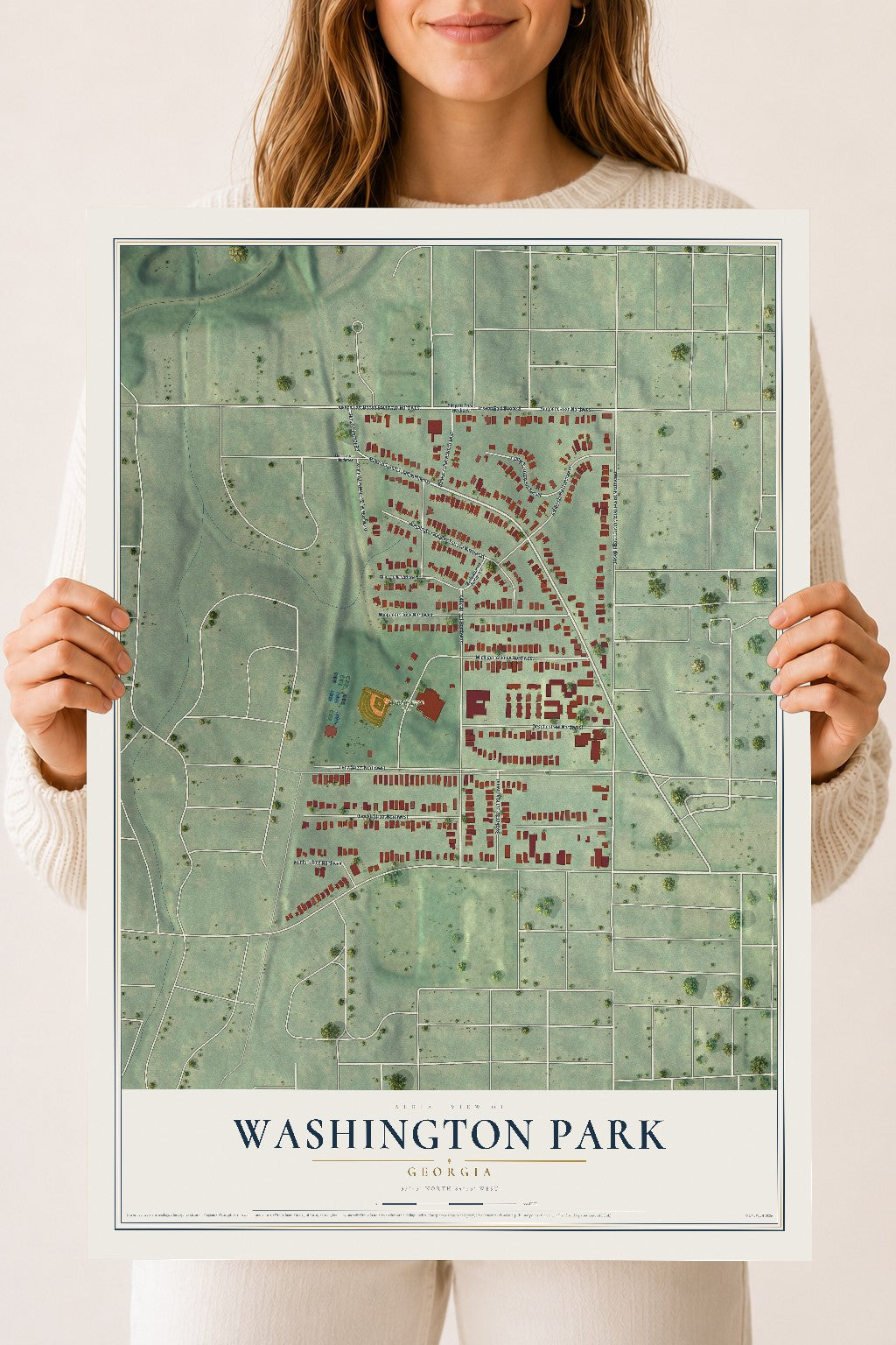 Washington Park, Georgia map print, 18" x 24" Archival Matte Print mockup