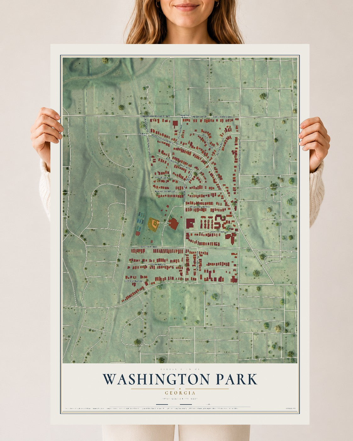 Washington Park, Georgia map print, 24" x 36" Archival Matte Print mockup
