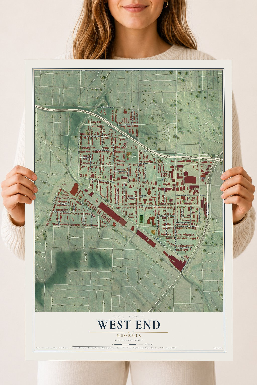 West End, Georgia map print, 18" x 24" Archival Matte Print mockup
