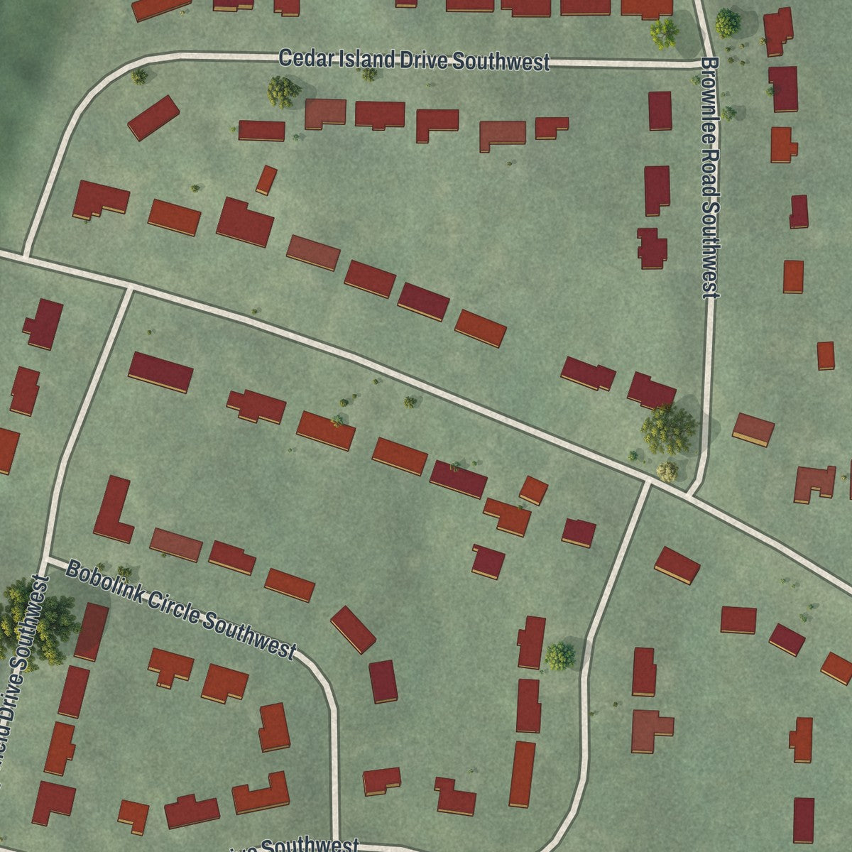 Close-up 1 of the West Manor, Georgia map artwork
