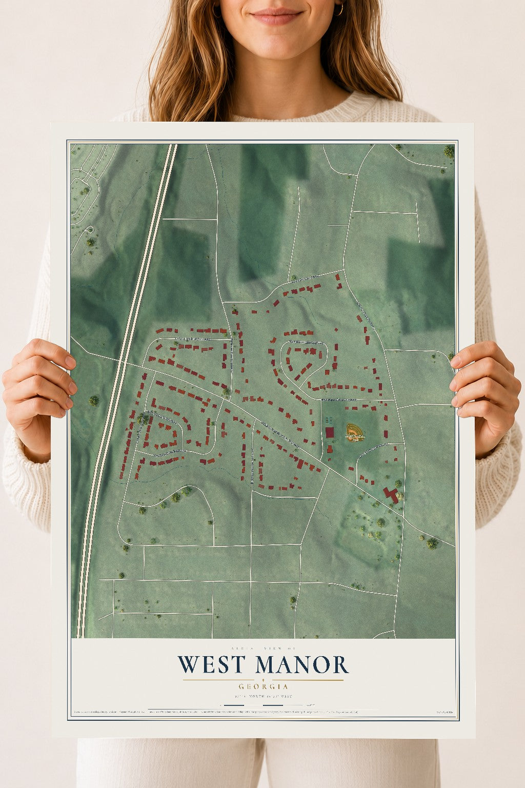 West Manor, Georgia map print, 18" x 24" Archival Matte Print mockup