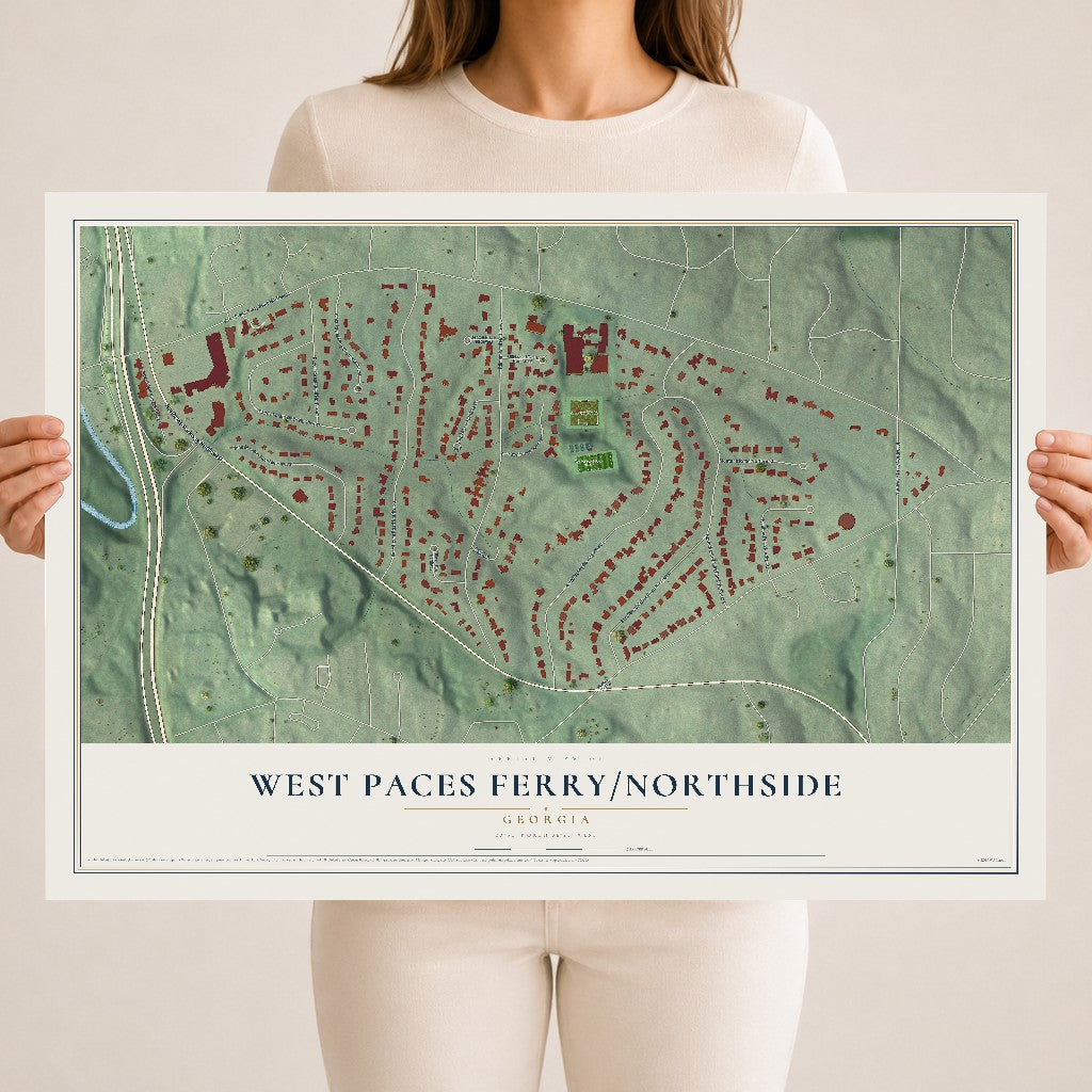 West Paces Ferry-Northside, Georgia map print, 18" x 24" Archival Matte Print mockup