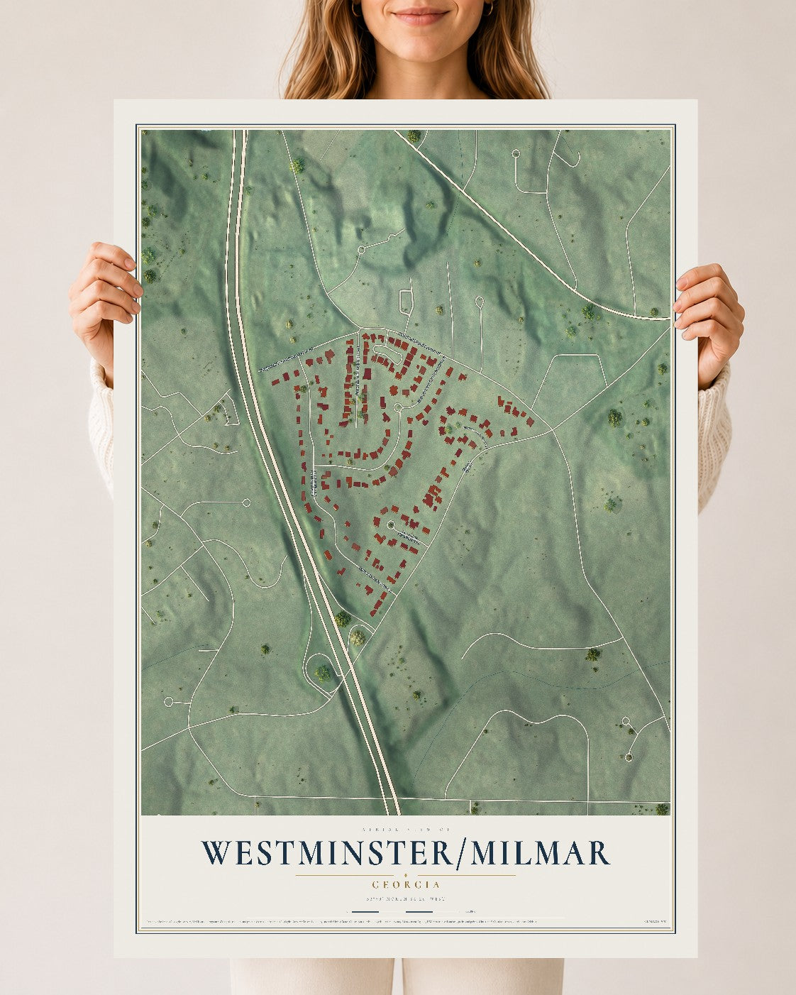 Westminster-Milmar, Georgia map print, 24" x 36" Archival Matte Print mockup