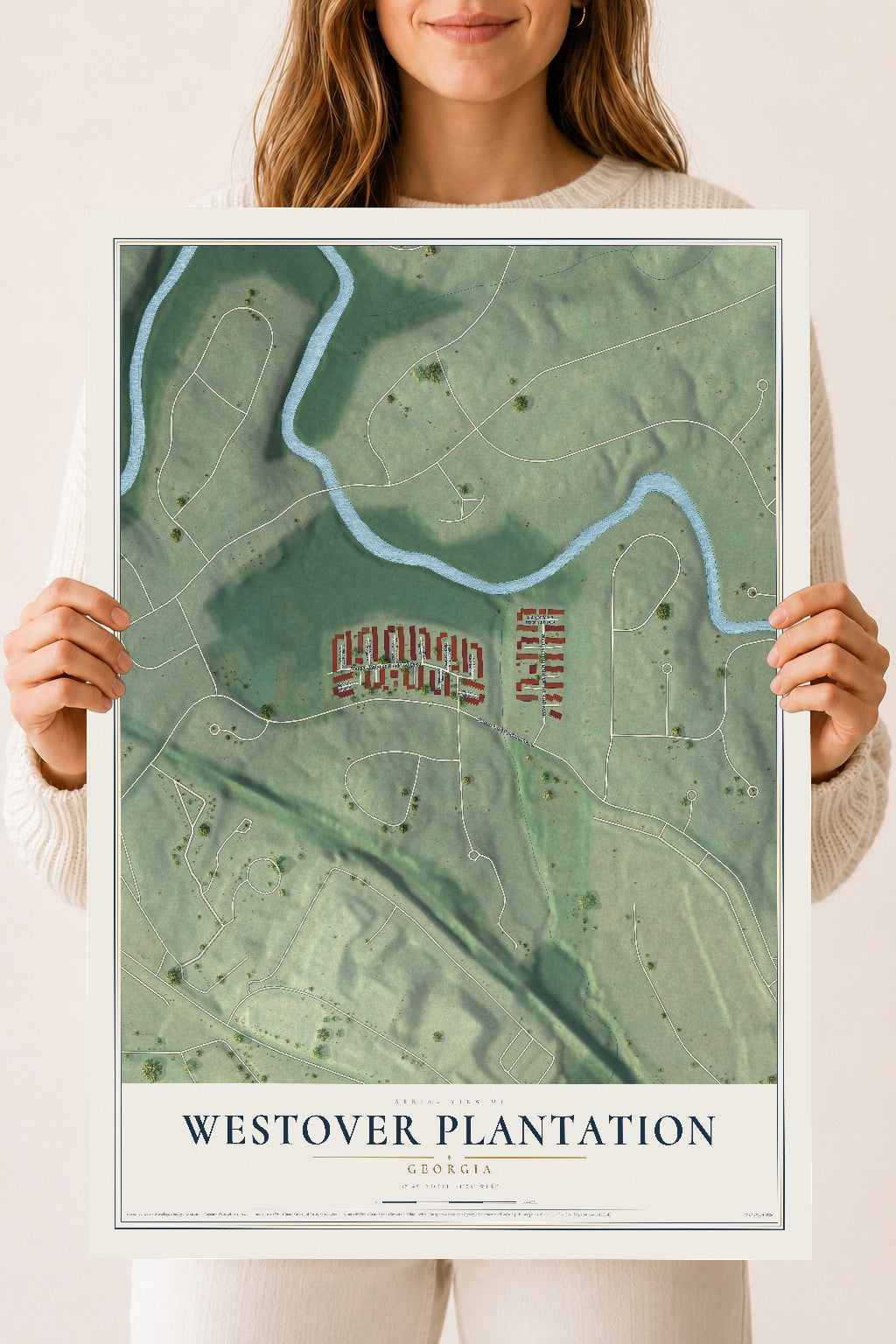 Westover Plantation, Georgia map print, 18" x 24" Archival Matte Print mockup