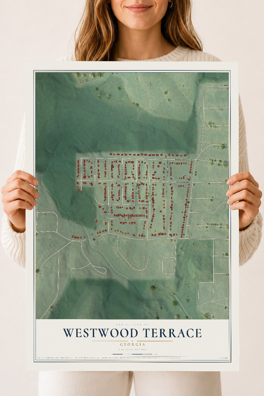 Westwood Terrace, Georgia map print, 18" x 24" Archival Matte Print mockup