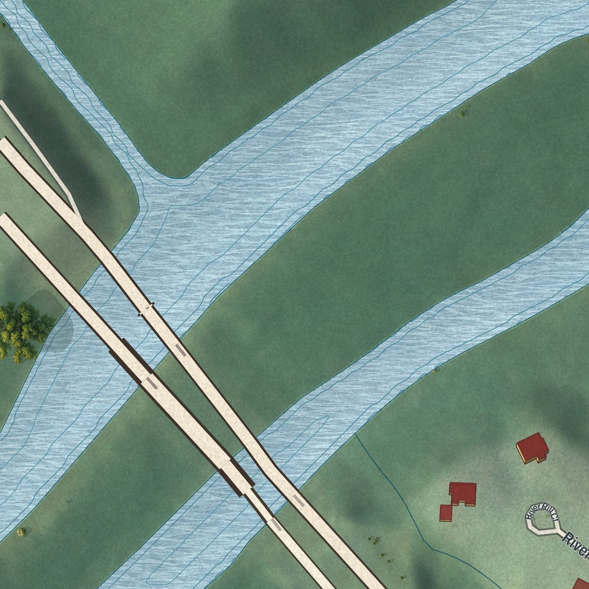 Close-up 2 of the Whitewater Creek, Georgia map artwork
