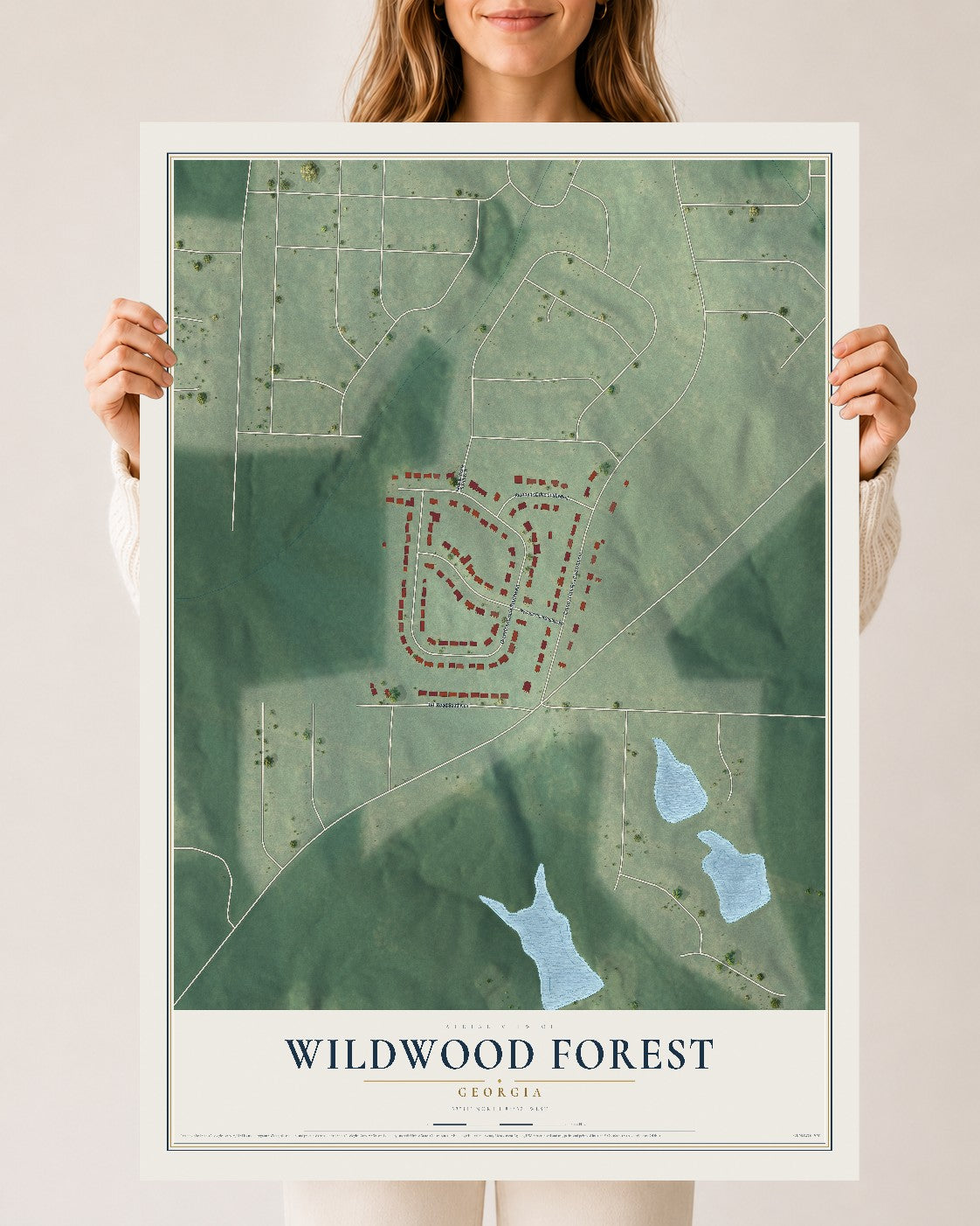 Wildwood Forest, Georgia map print, 24" x 36" Archival Matte Print mockup