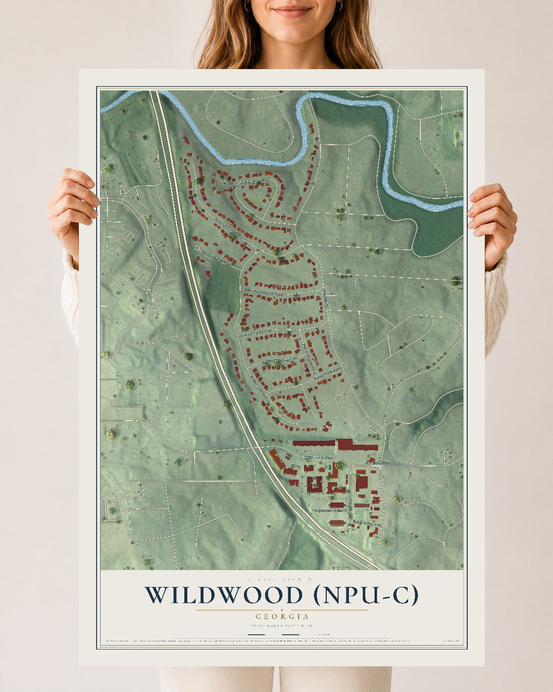 Wildwood (NPU-C), Georgia map print, 24" x 36" Archival Matte Print mockup