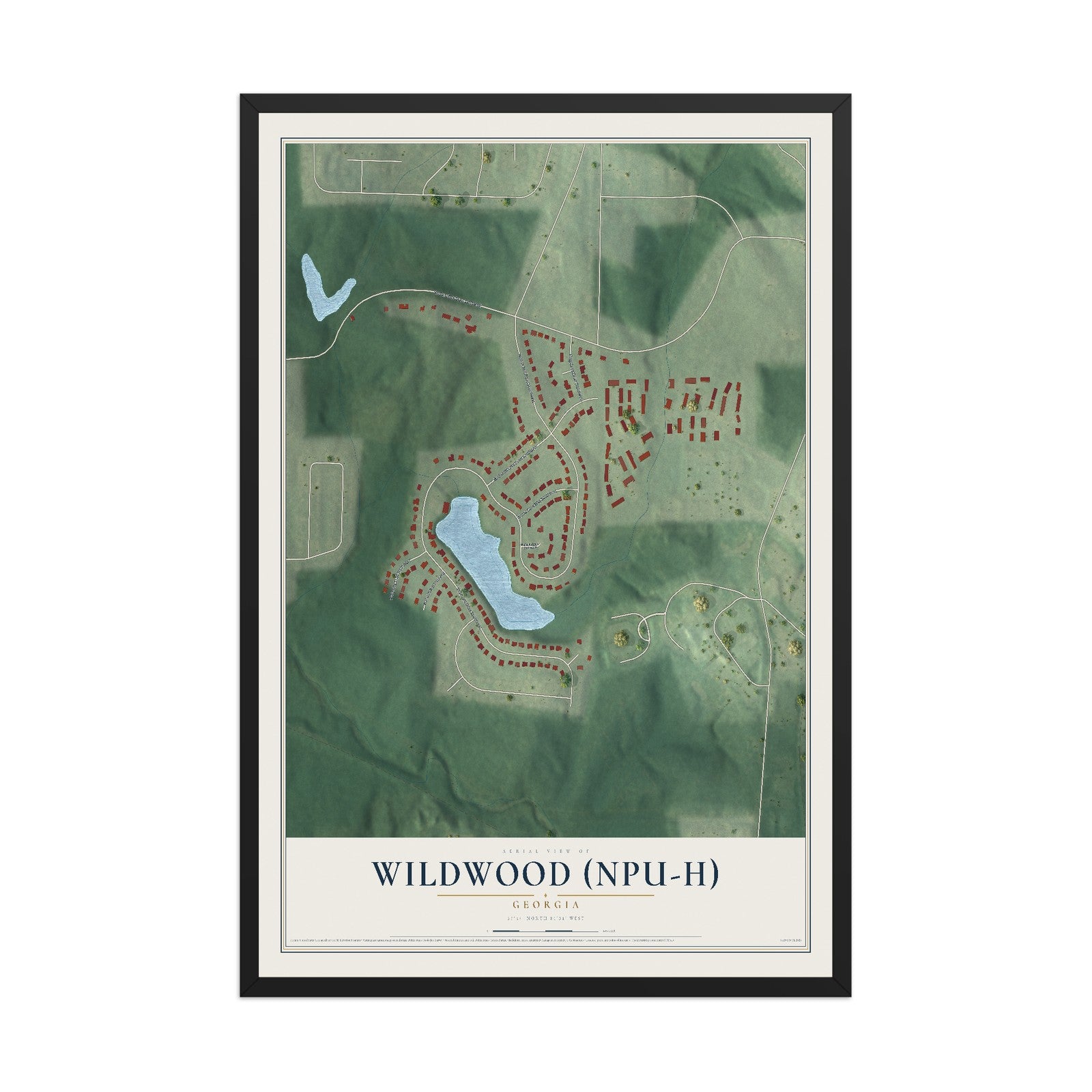 Wildwood (NPU-H), Georgia map print, 12" x 18" W/ Black Ayous Wood Frame mockup