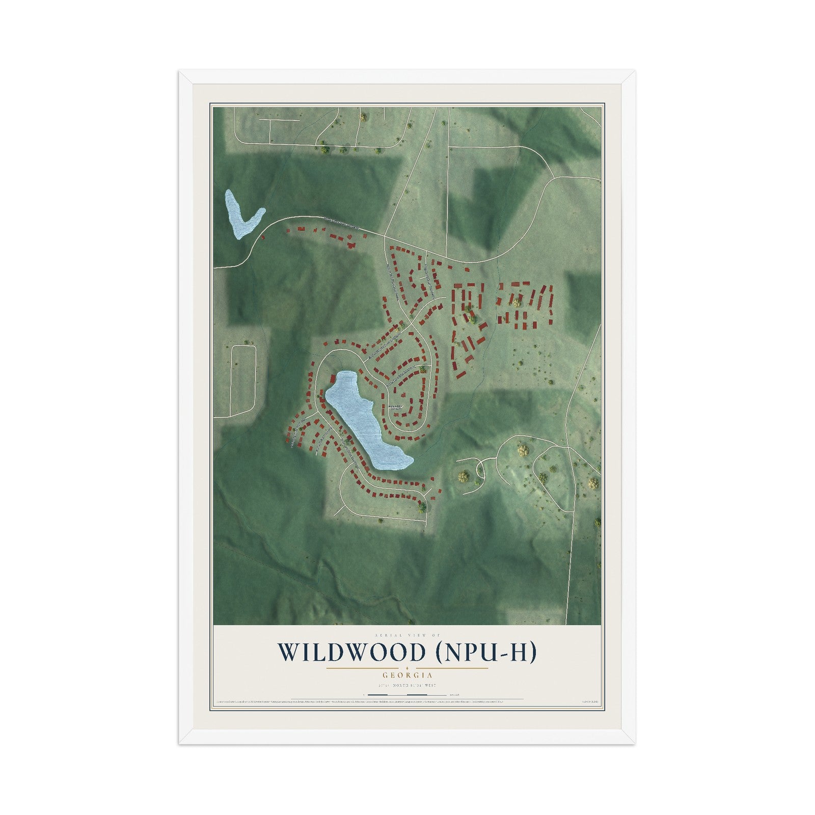 Wildwood (NPU-H), Georgia map print, 12" x 18" W/ White Ayous Wood Frame mockup
