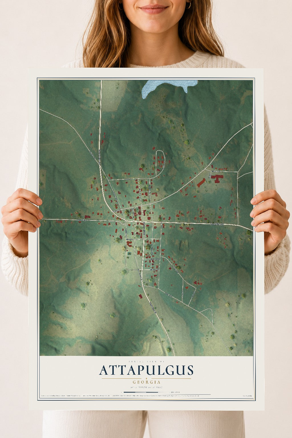 Attapulgus, Georgia map print, 18" x 24" Archival Matte Print mockup
