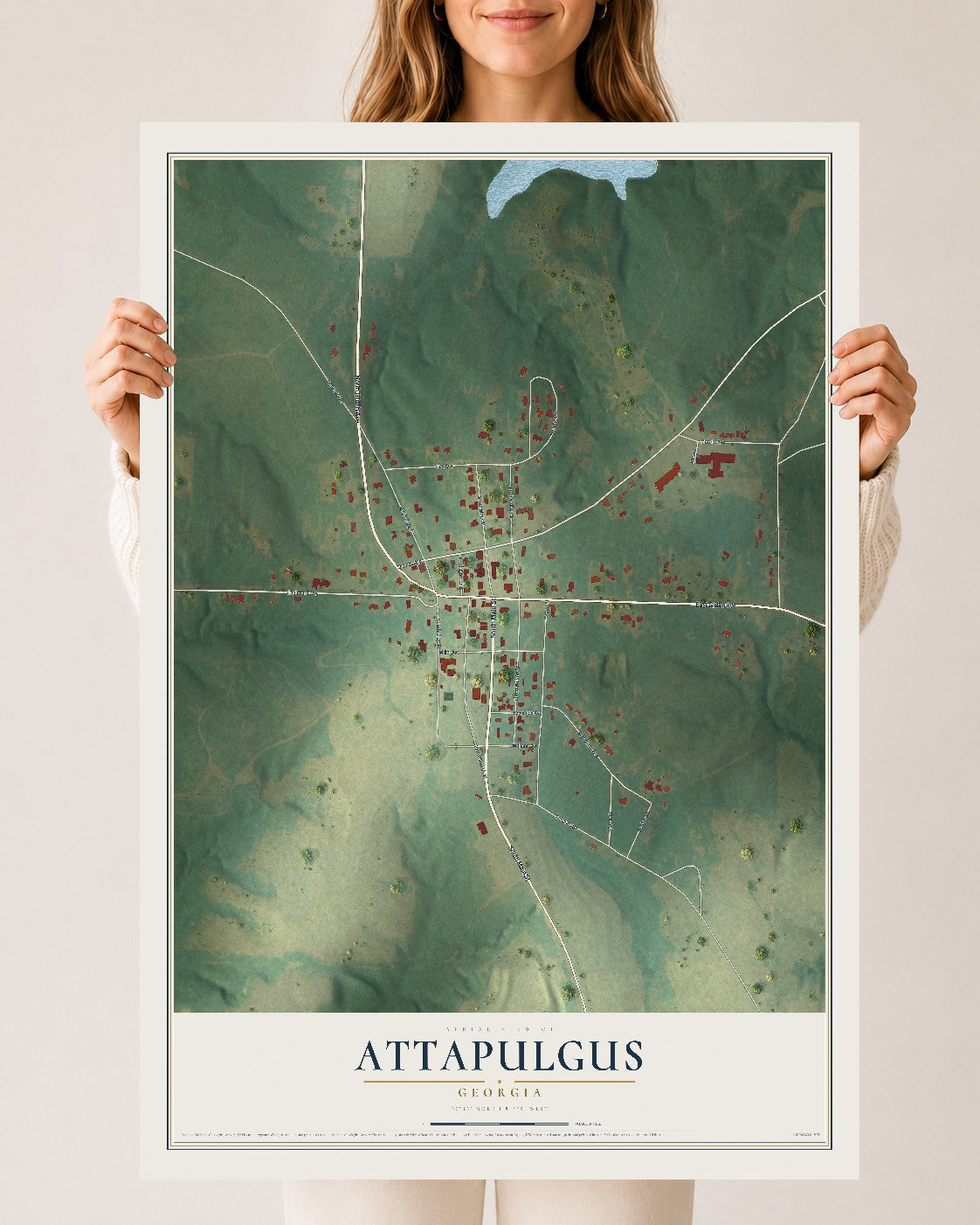 Attapulgus, Georgia map print, 24" x 36" Archival Matte Print mockup
