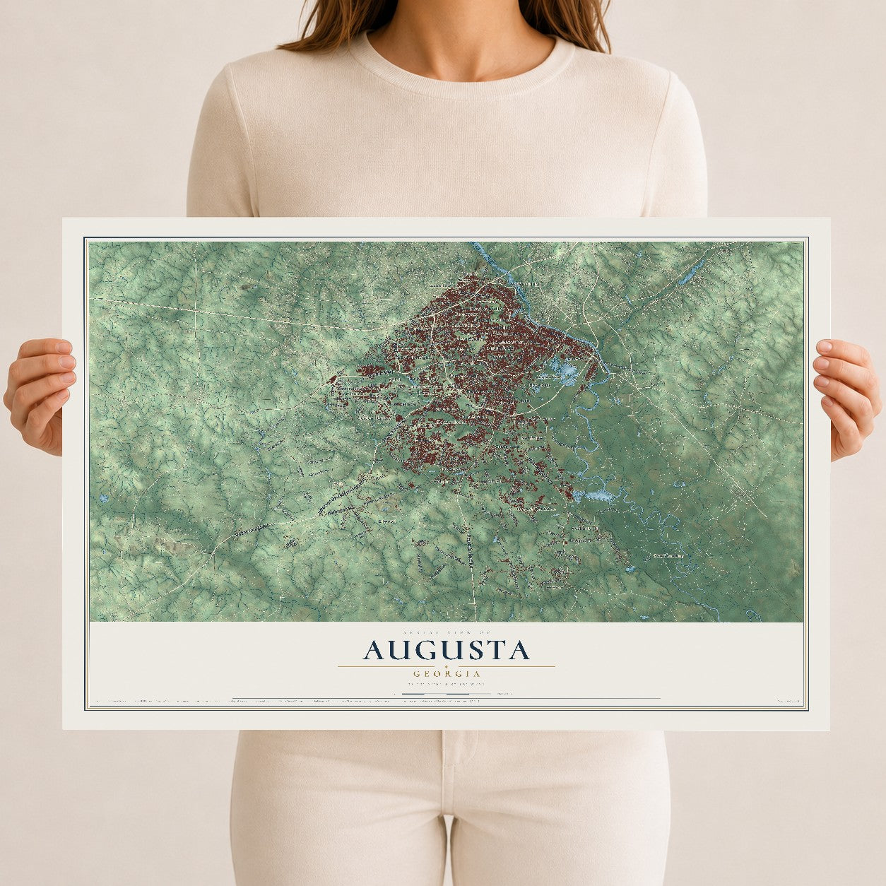 Augusta, Georgia map print, 12" x 18" Archival Matte Print mockup