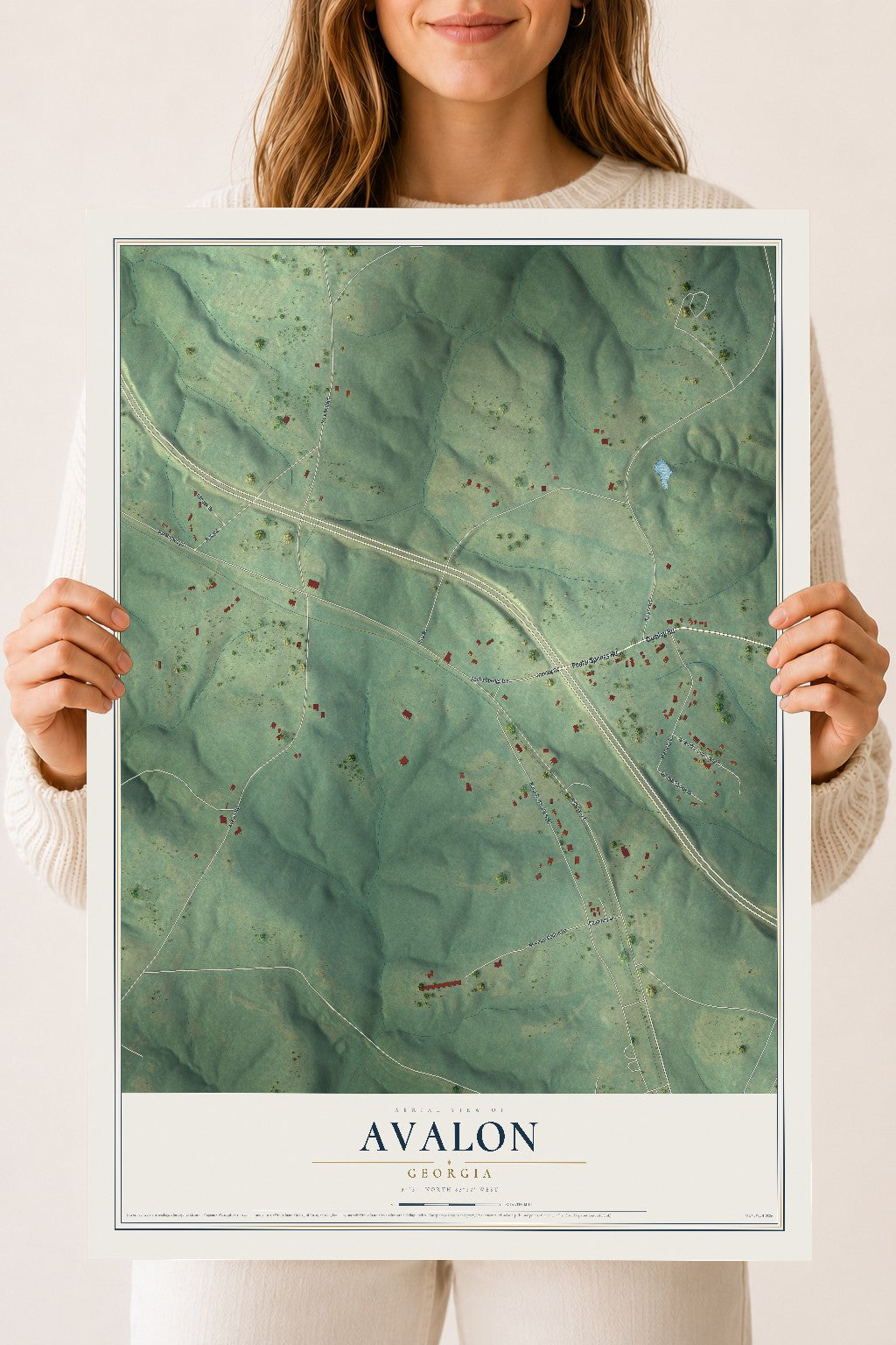 Avalon, Georgia map print, 18" x 24" Archival Matte Print mockup