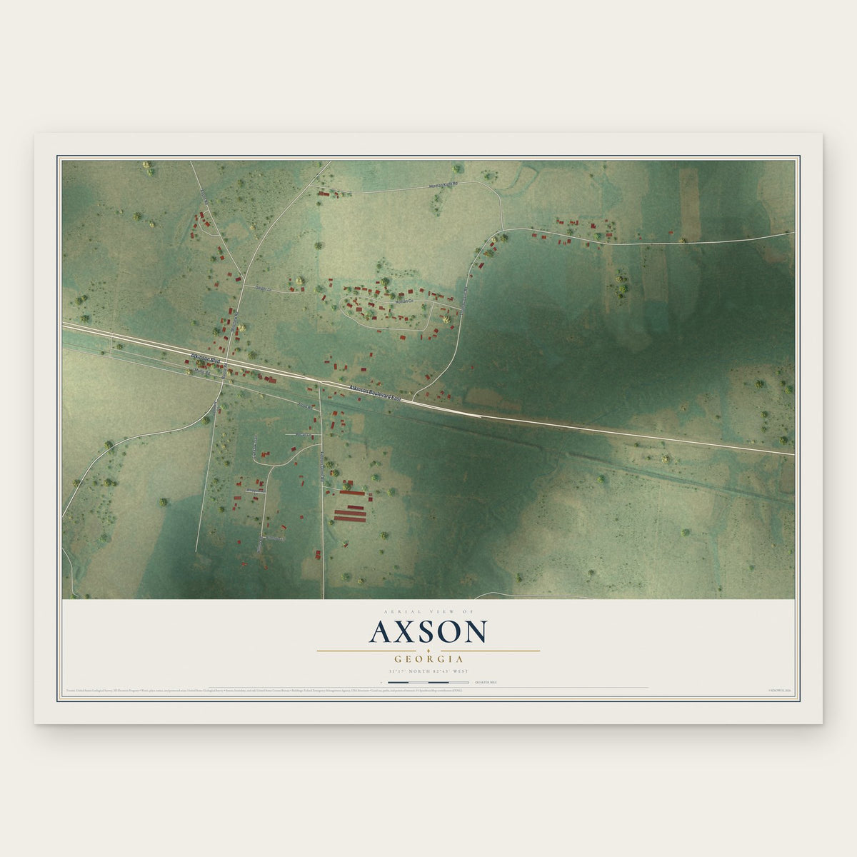 Axson, Georgia map print, the full design
