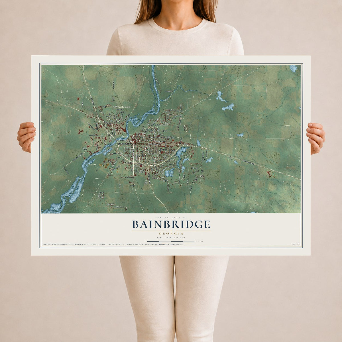 Bainbridge, Georgia map print, 24" x 36" Archival Matte Print mockup