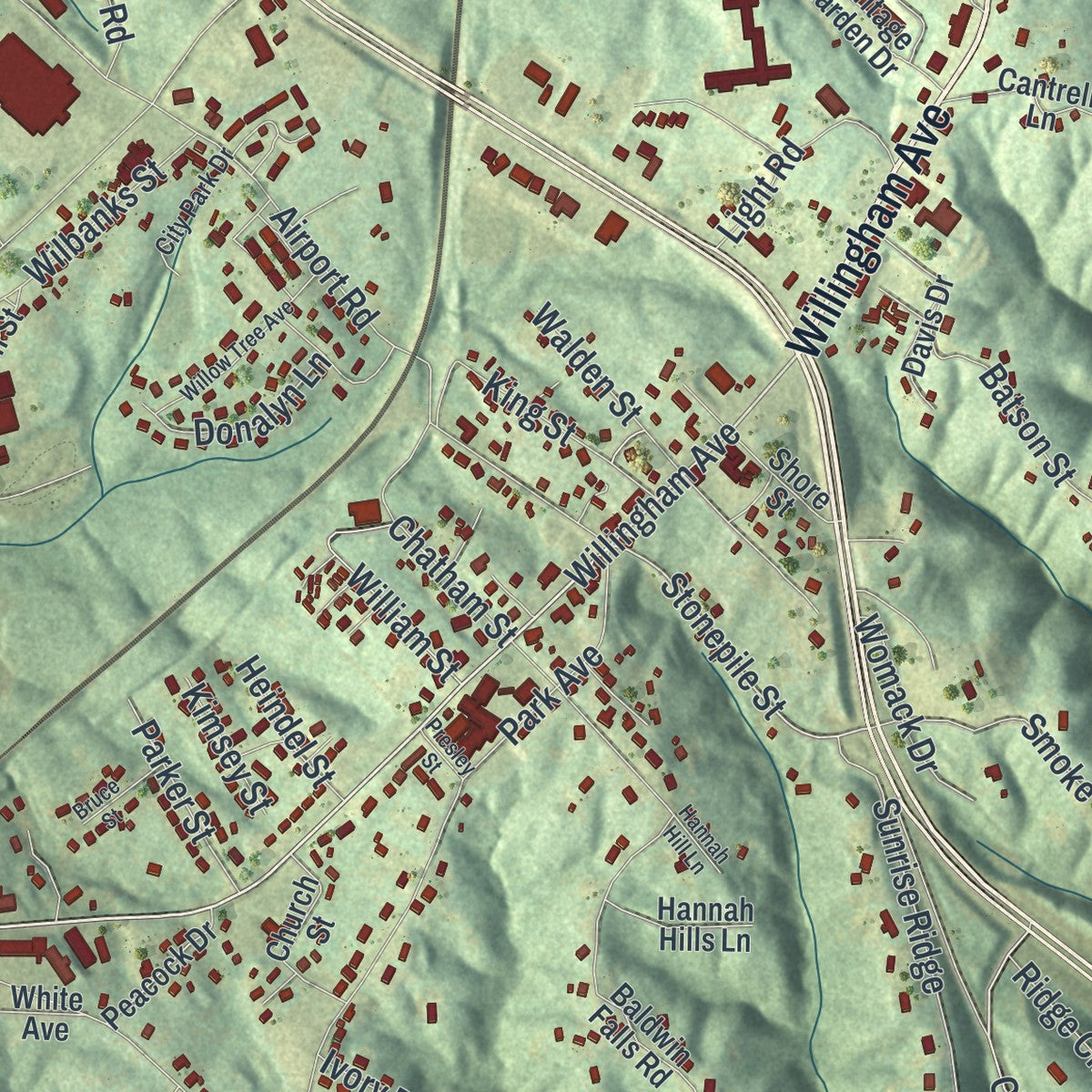 Close-up 1 of the Baldwin, Georgia map artwork