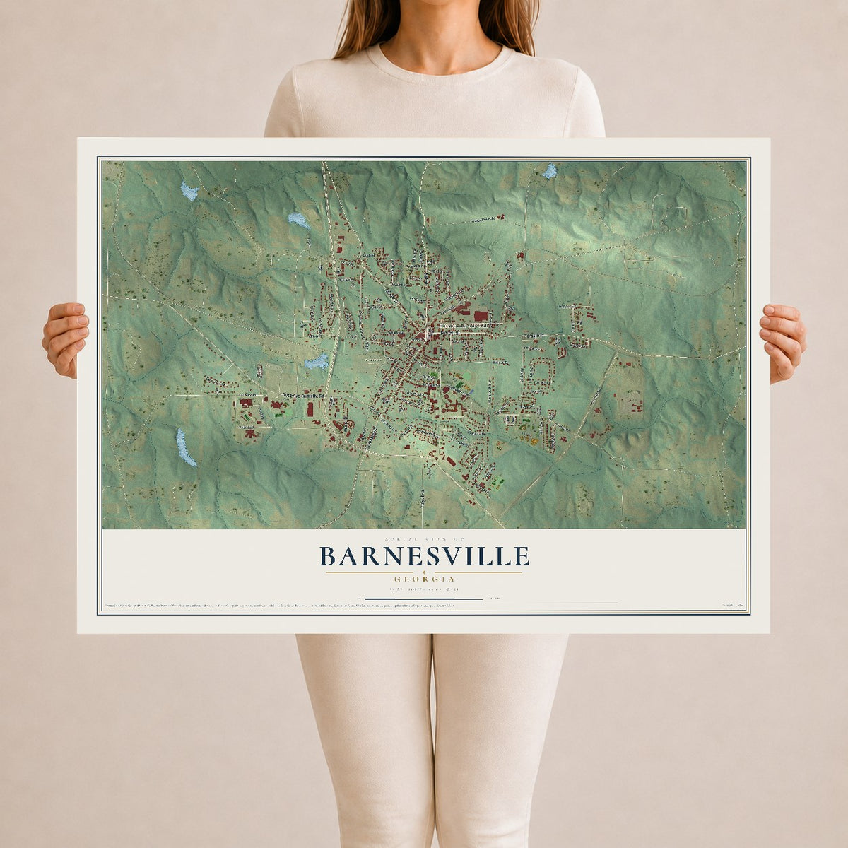 Barnesville, Georgia map print, 24" x 36" Archival Matte Print mockup