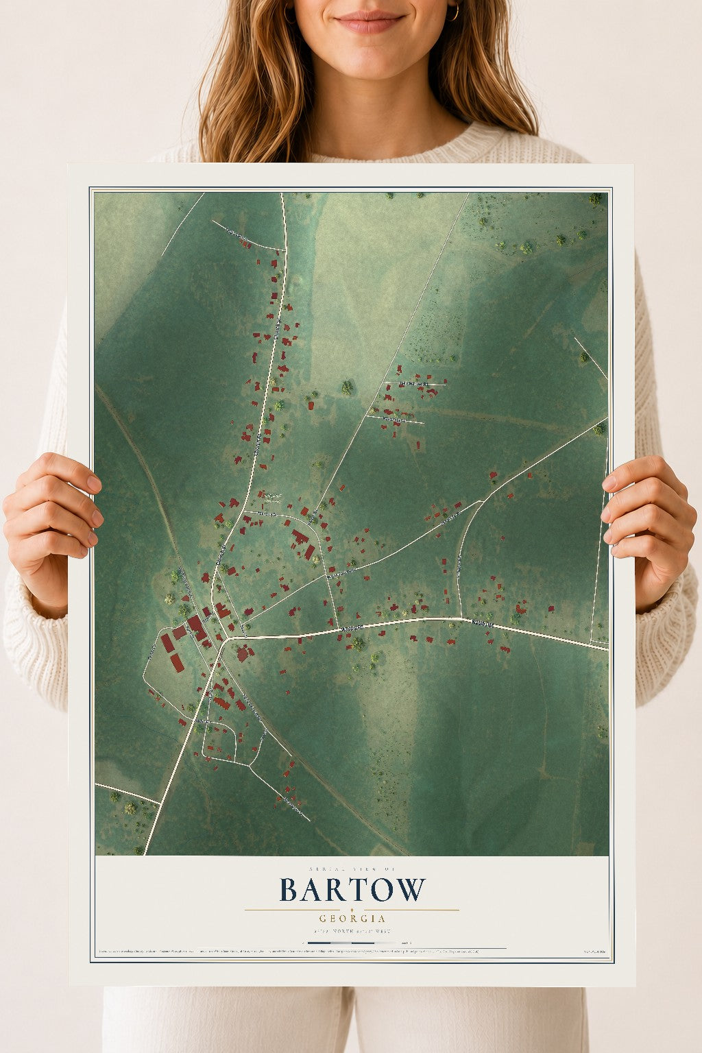 Bartow, Georgia map print, 18" x 24" Archival Matte Print mockup