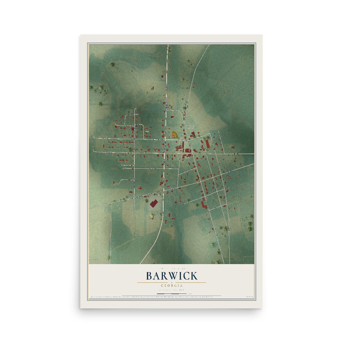 Barwick, Georgia map print, 12" x 18" Archival Matte Print mockup
