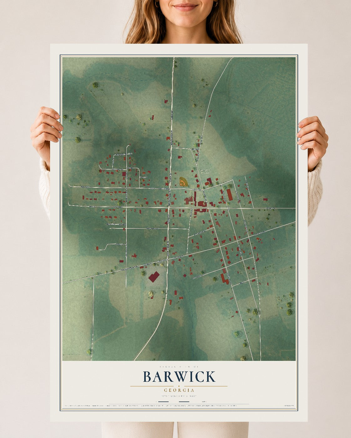 Barwick, Georgia map print, 24" x 36" Archival Matte Print mockup
