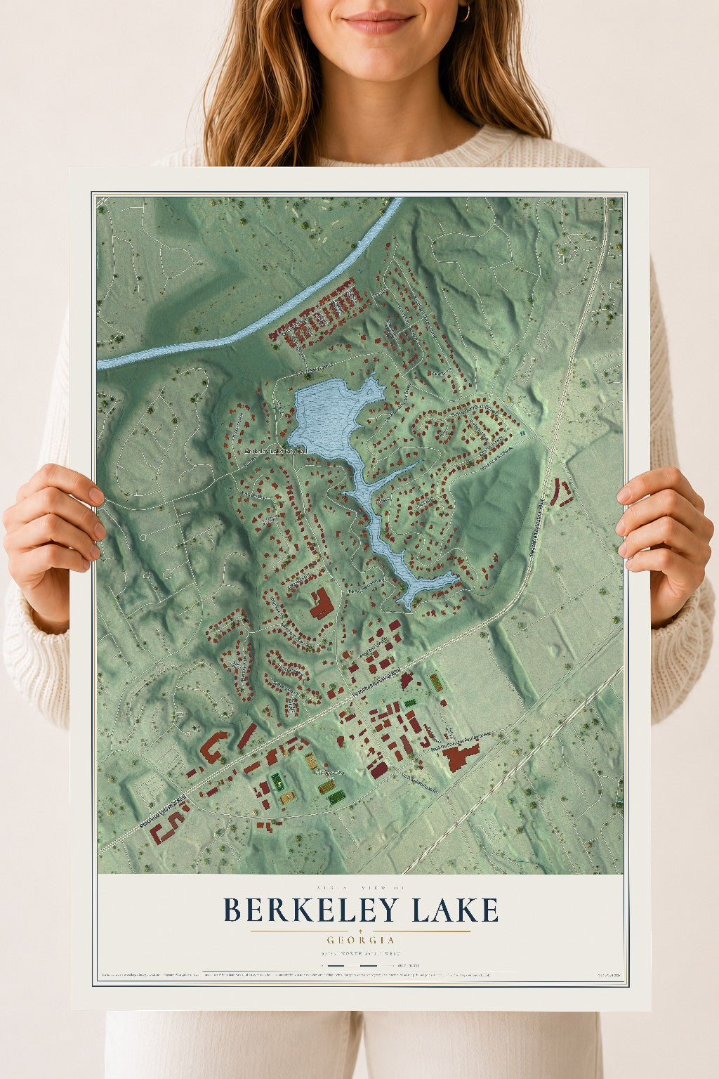 Berkeley Lake, Georgia map print, 18" x 24" Archival Matte Print mockup