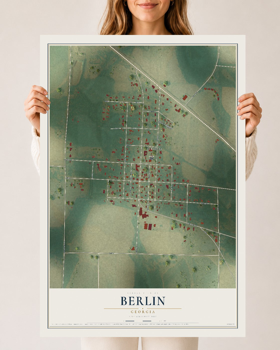 Berlin, Georgia map print, 24" x 36" Archival Matte Print mockup