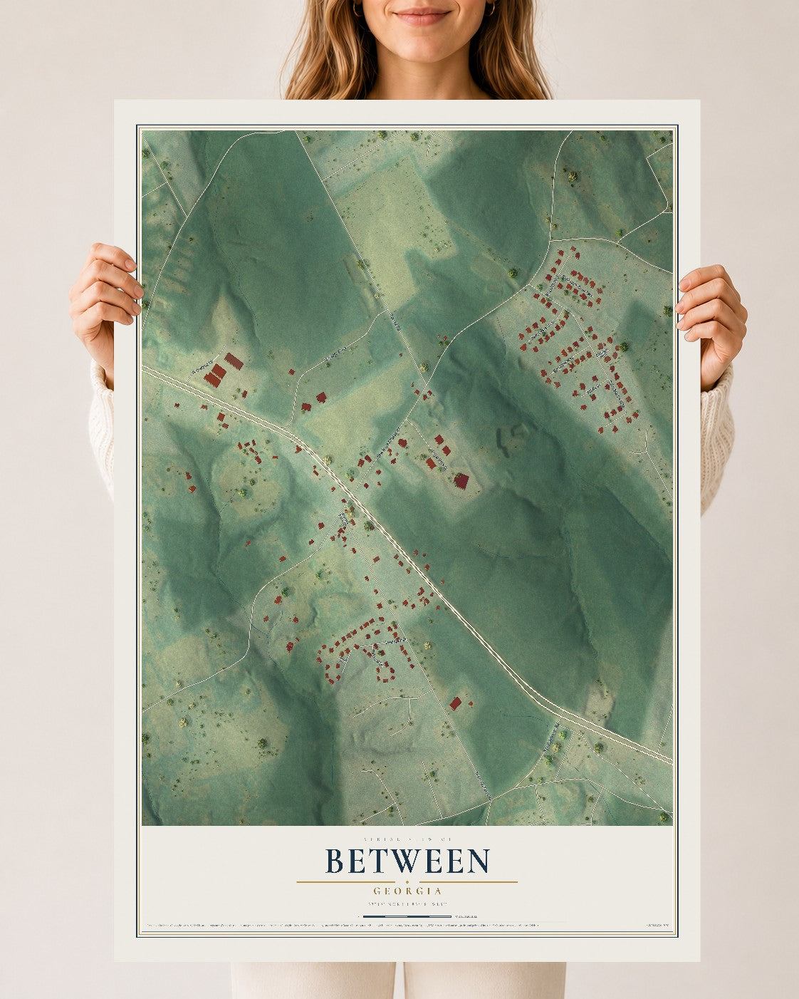 Between, Georgia map print, 24" x 36" Archival Matte Print mockup